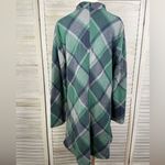 SheIn Blue/Green Flannel Plaid Mock Neck Long Sleeve Shift Dress-XL Photo 1