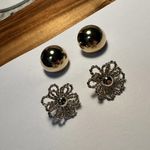 Lot of 2 Both Signed Gold Tone Clip On Non Pierced Earrings Photo 5