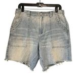 Pilcro NWT, Super High Rise Oversized Bermuda Shorts with Fringe Hem, Sz 29 Photo 0