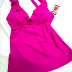 DKNY  Halter Style‎ Swimsuit Top W/Ruffle M FUSHIA PINK NEW Photo 0