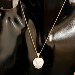 14K Gold Jade & Diamond Heart Pendant Necklace Photo 4