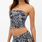 frankie's bikinis Frankie’s Bikinis Nicole Burn Out Floral Mini Skirt and Bandau Top Set Size S/M Photo 0