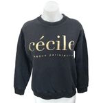 Etre Cecile Black Gold Metallic Logo Long Sleeve Pullover Sweatshirt Top Size M Size M Photo 0