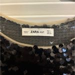 ZARA Black Cap Sleeve Round Neck Sequin Embellished Evening Party Top Size Large Photo 1