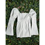 Pretty Little Thing PLT White Bell Sleeve Corset Detail Long Sleeve Bodycon Dress Size 6 NWT Photo 1