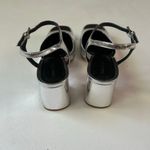 Reformation  Silver Metallic Platform Block Heels Size 7 | Square Toe Party Shoes Photo 4