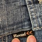 Rewind  Junior's 11 Vintage Y2K Blue Denim Striped A-Line Knee Length Skirt Photo 3