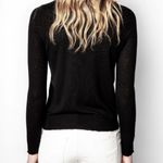 Zadig & Voltaire Black Cashmere Sweater with Silver Rhinestone Skull W1959 Sz L Photo 2
