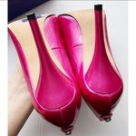 Stuart Weitzman • Fuchsia Logo Flame Peeptoe Heels Photo 6