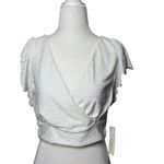 Urban Romantics NEW White Peplum Eyelet Ruffle Sleeve Wrap Crop Top By  Size XL Photo 4