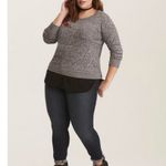 Torrid ‎ Black White Marled Floral Embroidered Chiffon Trim Sweater 1X Photo 1