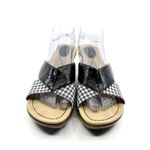 Dansko Wedge Sandals 42 US 11 Black Patent Gingham Slip On Heel Comfort Shoe Photo 1