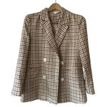Primark Brown and Pink Gingham Plaid Double Breasted Blazer Size 6 Photo 0