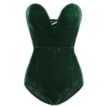 NWT Velvet Sweetheart Neck Strapless Bodysuit Bustier Top Cross Back XXL Green Photo 2