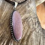 925 sterling silver Pink Opal Necklace Leather Handmade gemstone womens jewelry Photo 3