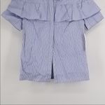 Halogen ruffle stripe poplin top Photo 7