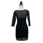 EXPRESS Vtg Sheer Crochet Black Dress XS Witchy Goth Grunge Dark Coquette Sheath Photo 4