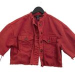 Forever 21 Rusty Red Customized Cropped Denim Jacket Size M Photo 3