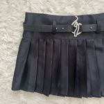 Baby Phat  x Forever 21 Skirt Pleated Mini Satin Jeweled Belt Y2K Black Sz XS Photo 4