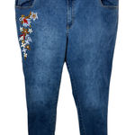 Woman Within  Plus Size 18W Jeans Embroidered Floral Denim Boot Cut Mid Rise 292 Photo 0