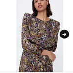 ZARA  Mini Dress Long sleeve Paisley Silky Satin Multicolored party cocktail M Photo 2