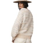 Anthropologie Cream & Tan Open Stitch Knit Pullover Crewneck Sweater Small Photo 7