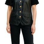 Bagatelle Vintage Black 100% Cow Leather Vest with Brushed Gold Hardware Size L Photo 0