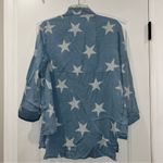 Multiples  Denim/Star Pattern Button Down Top Women’s Medium Photo 4
