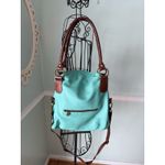 Aurora Turquoise Pebbled Leather Crossbody Bag Adjustable Strap Italy Quality Photo 2