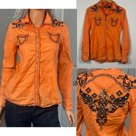 ROAR Signature Embroidered Rhinestone Pearl Snap Shirt Western Biker Sz Large Photo 1