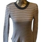 American Eagle Gray & Pink Striped Crewneck Sweater size Large Photo 0