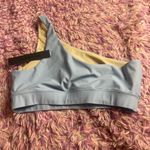 Carbon38 Blocked Mesh One Shoulder Bra In Pale Blue/nude Blue Size L Photo 3