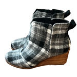 Toms NEW Women's Clare Grey Plaid Wedge Boot Size 8.5 #B1449A Photo 2