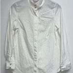 Soft Surroundings Womens Button Up Shirt Size M White Gold Buttons Career Top Photo 0