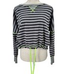 One Step Up Pullover Sweater Womens Size L Gray Black Striped Drop Shoulder Size L Photo 5