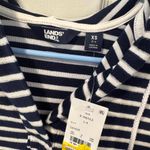 Lands' End Striped Navy Blue & White Hoodie Swim Cover Photo 3