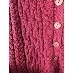 Arancrafts Ireland 100% Merino Wool Burgundy Maroon Knit Cardigan Small NEW Red Photo 2