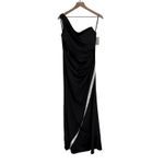 After Six  Black One Shoulder Ruched Long Formal Evening Gown Dress Size 8 Photo 2