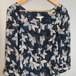 Garnet Hill  Jardin Crepe Mini Dress‎ Size XS Blue Floral Boho A Line Square Neck Photo 4