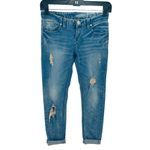 Women's Ripped Jeans Skinny Sleg Mid Rise Denim Distressed Blue Size 26 Photo 1