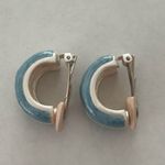 None Clip on vintage style half hoop chunky blue silver gemstone earrings Photo 6