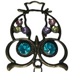 Vintage‎ Owl Necklace Brass? Blue Photo 1