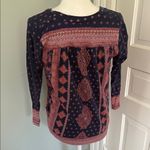 Lucky Brand  Elegant Blue Pink Women's Top 7/8 sleeves size medium Photo 2