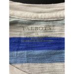 Talbots  Striped Slub Knit Tee Shirt Womens XS Short Slv Cotton Soft Button Back Photo 5