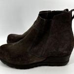 Sorel Evie Boots Wedge Suede Leather Zip Ankle Waterproof Round Toe Brown 9 Photo 3