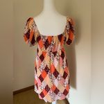 3rd + Malt Quilt Pattern Orange, Pink, Brown Boho Prairie Dress Size Small Photo 3