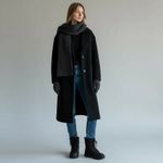 Neiman Marcus Vintage 100% Camel Hair Black Swing Coat Classic Long Medium Photo 12