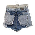 LF Carmar Titania Spliced Frayed Denim Shorts High Waisted Blue Size 28 Photo 7