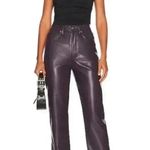 AGOLDE 90s Pinched Waist Leather Straight Leg Pants Plum Purple Size 26 Photo 2