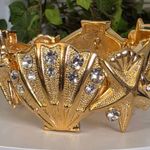 Vintage Chunky Gold Seashell Starfish Statement Bracelet Photo 1